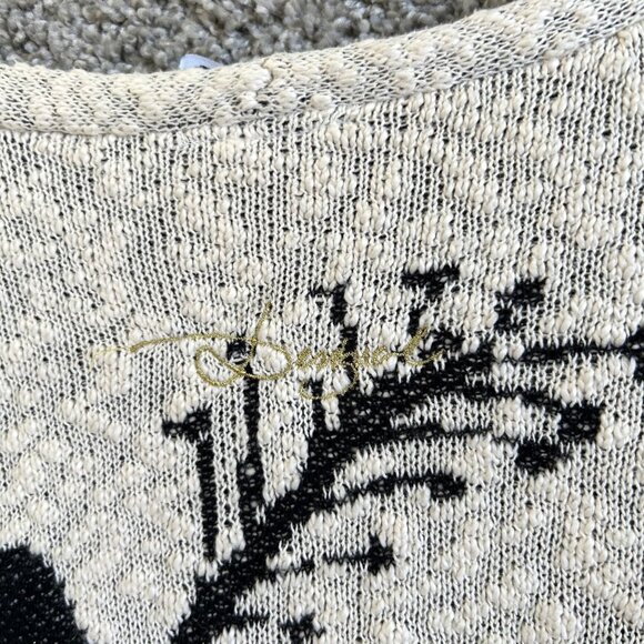 Desigual Womens Sz M Floral Open Front Mykonos Cardigan With Gold Sequin Accents - Picture 6 of 15